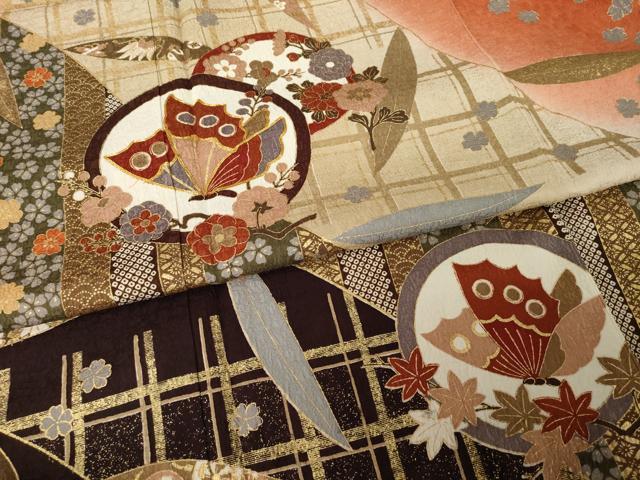 平和屋着物●豪華振袖　駒刺繍　花蝶丸文　金彩　正絹　逸品　AABI4465ck