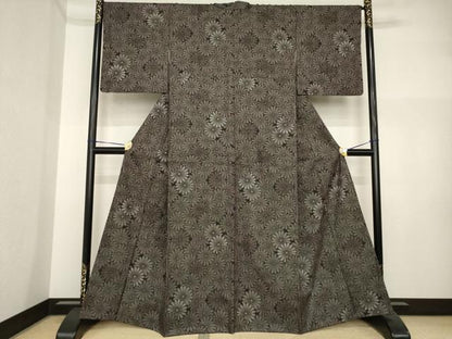 平和屋着物●本場大島紬　一元絣　花尽くし　正絹　逸品　AABI4466ck