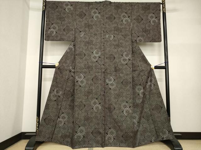 平和屋着物●本場大島紬　一元絣　花尽くし　正絹　逸品　AABI4466ck