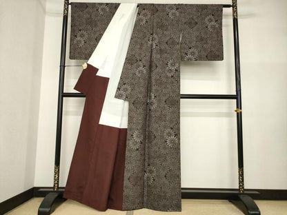 平和屋着物●本場大島紬　一元絣　花尽くし　正絹　逸品　AABI4466ck