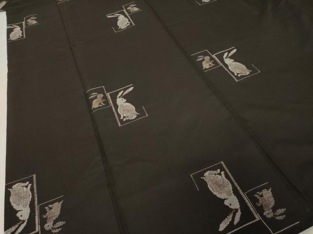 平和屋着物●本場大島紬　カタス9マルキ　兎　地空き　正絹　逸品　AABI4468ck