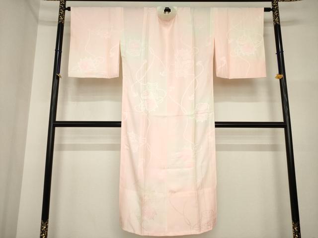 平和屋着物●長襦袢　無双仕立て　貝桶花地紋　暈し染め　正絹　逸品　未使用　AABI4472ck