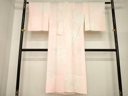 平和屋着物●長襦袢　無双仕立て　貝桶花地紋　暈し染め　正絹　逸品　未使用　AABI4472ck