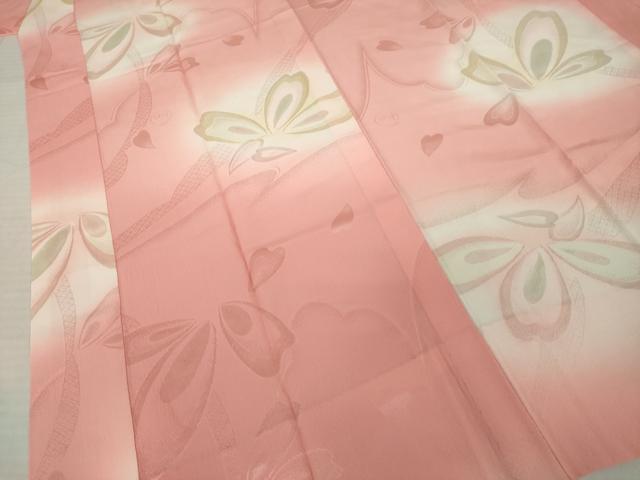 平和屋着物●長襦袢　無双仕立て　舞花地紋　暈し染め　正絹　逸品　AABI4478ck