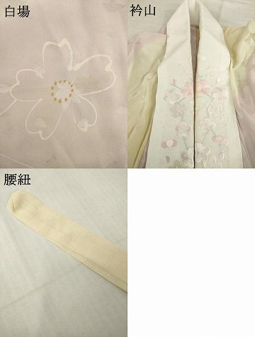 平和屋着物●長襦袢　無双仕立て　舞花文　暈し染め　半衿刺繍　正絹　逸品　AABI4480ck