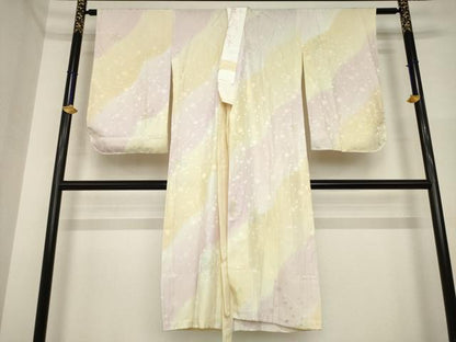 平和屋着物●長襦袢　無双仕立て　舞花文　暈し染め　半衿刺繍　正絹　逸品　AABI4480ck
