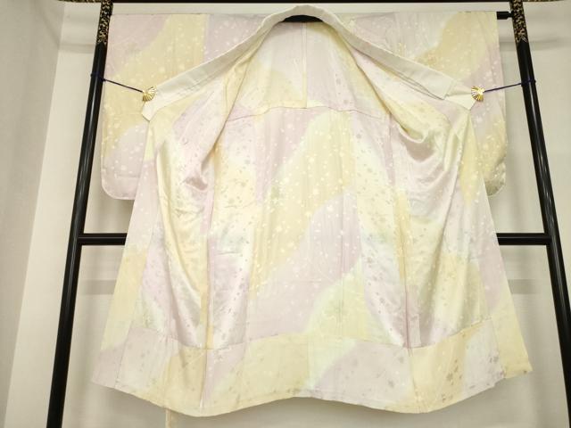 平和屋着物●長襦袢　無双仕立て　舞花文　暈し染め　半衿刺繍　正絹　逸品　AABI4480ck