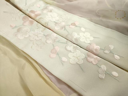 平和屋着物●長襦袢　無双仕立て　舞花文　暈し染め　半衿刺繍　正絹　逸品　AABI4480ck