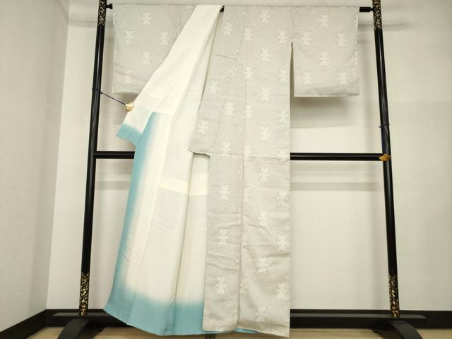 平和屋着物●お召　雪輪重ね文　正絹　逸品　AABI4481ck