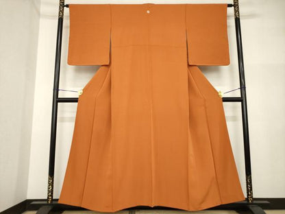 平和屋着物●上質な色無地　黄櫨染色　正絹　逸品　AABI4482ck