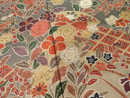 平和屋着物●訪問着　辻が花　地紙花文　暈し染め　銀彩　正絹　逸品　AABI4489ck