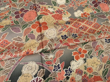 平和屋着物●訪問着　辻が花　地紙花文　暈し染め　銀彩　正絹　逸品　AABI4489ck