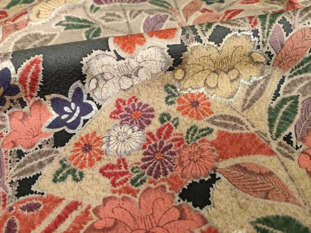 平和屋着物●訪問着　辻が花　地紙花文　暈し染め　銀彩　正絹　逸品　AABI4489ck