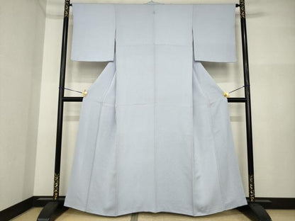 平和屋着物●上質な色無地　市松地紋　暁鼠色　正絹　逸品　AABI4491ck