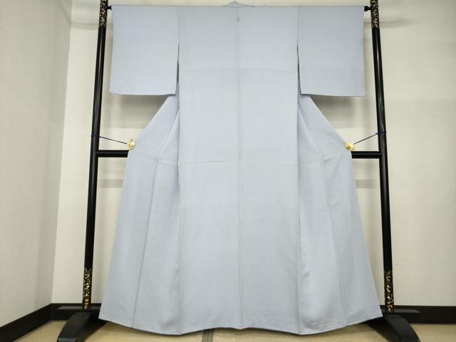 平和屋着物●上質な色無地　市松地紋　暁鼠色　正絹　逸品　AABI4491ck