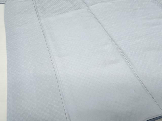 平和屋着物●上質な色無地　市松地紋　暁鼠色　正絹　逸品　AABI4491ck