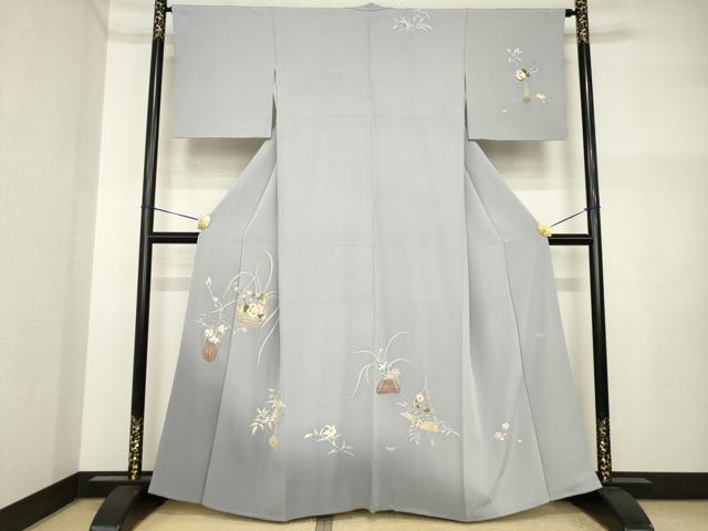 平和屋着物●訪問着　友禅　作家物　伍平　飾花文　正絹　逸品　AABI4492ck