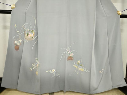 平和屋着物●訪問着　友禅　作家物　伍平　飾花文　正絹　逸品　AABI4492ck