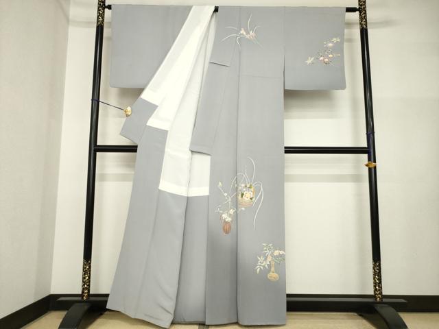 平和屋着物●訪問着　友禅　作家物　伍平　飾花文　正絹　逸品　AABI4492ck