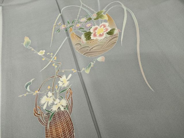 平和屋着物●訪問着　友禅　作家物　伍平　飾花文　正絹　逸品　AABI4492ck