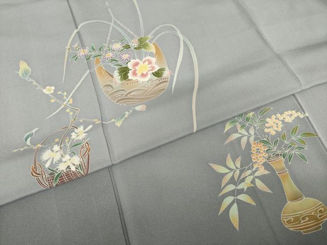 平和屋着物●訪問着　友禅　作家物　伍平　飾花文　正絹　逸品　AABI4492ck