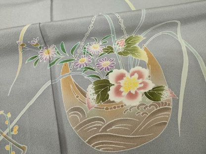 平和屋着物●訪問着　友禅　作家物　伍平　飾花文　正絹　逸品　AABI4492ck