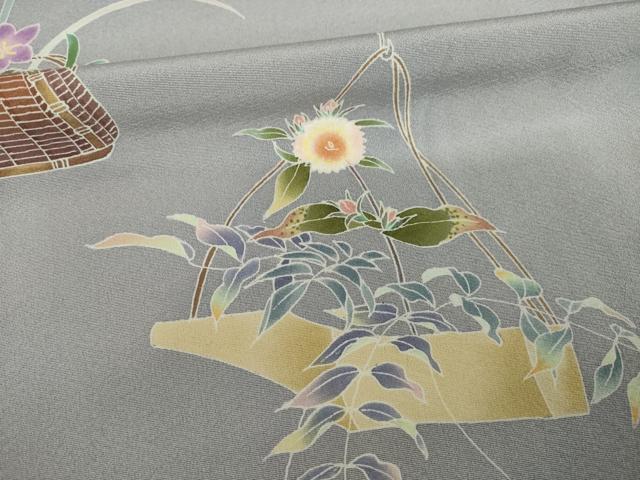 平和屋着物●訪問着　友禅　作家物　伍平　飾花文　正絹　逸品　AABI4492ck