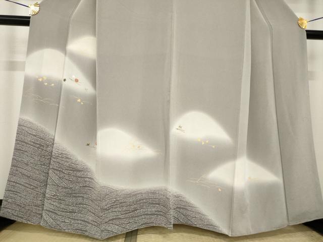 平和屋着物●訪問着　刺繍　遠山文　暈し染め　金彩　鬼しぼ縮緬　正絹　逸品　AABI4493ck