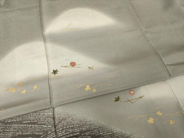 平和屋着物●訪問着　刺繍　遠山文　暈し染め　金彩　鬼しぼ縮緬　正絹　逸品　AABI4493ck