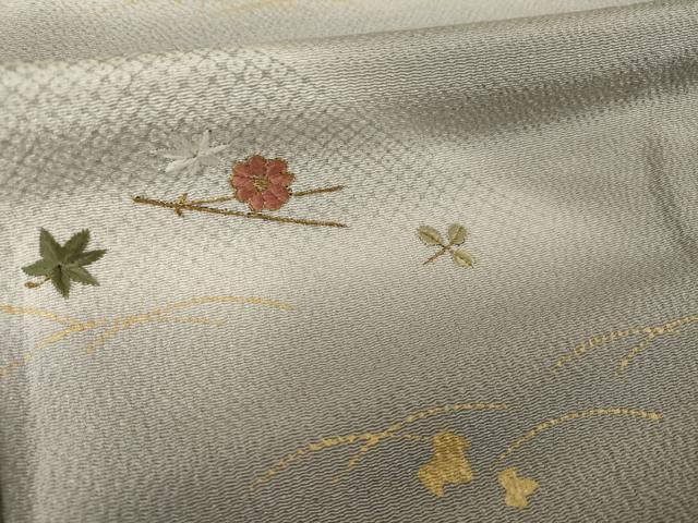 平和屋着物●訪問着　刺繍　遠山文　暈し染め　金彩　鬼しぼ縮緬　正絹　逸品　AABI4493ck