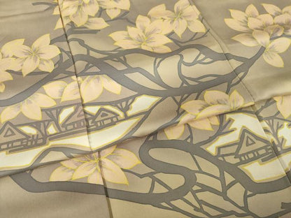 平和屋着物●訪問着　風景枝花文　正絹　逸品　未使用　AABI4494ck