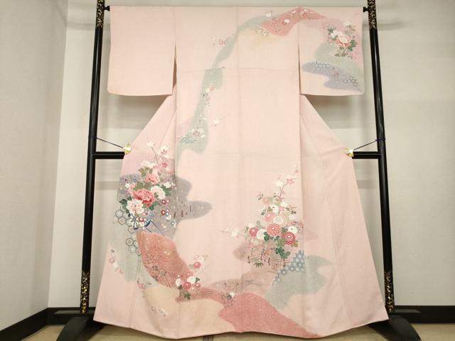 平和屋着物●訪問着　花車文　暈し染め　金彩　正絹　逸品　AABI4497ck