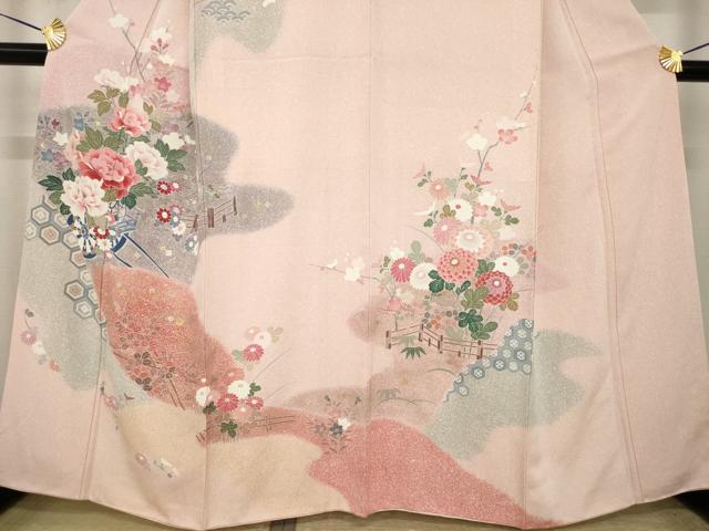 平和屋着物●訪問着　花車文　暈し染め　金彩　正絹　逸品　AABI4497ck