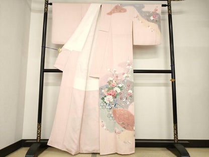平和屋着物●訪問着　花車文　暈し染め　金彩　正絹　逸品　AABI4497ck