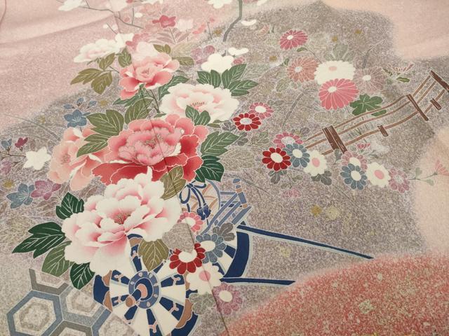 平和屋着物●訪問着　花車文　暈し染め　金彩　正絹　逸品　AABI4497ck