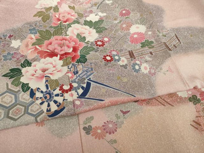 平和屋着物●訪問着　花車文　暈し染め　金彩　正絹　逸品　AABI4497ck