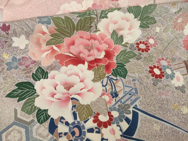 平和屋着物●訪問着　花車文　暈し染め　金彩　正絹　逸品　AABI4497ck