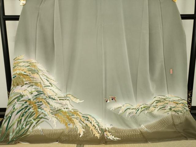 平和屋着物●本加賀友禅作家　池田裕　色留袖　稲穂　雀　正絹　逸品　AABI4503ck