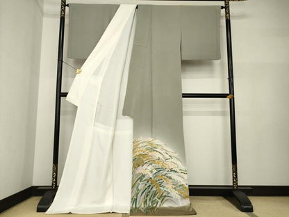 平和屋着物●本加賀友禅作家　池田裕　色留袖　稲穂　雀　正絹　逸品　AABI4503ck