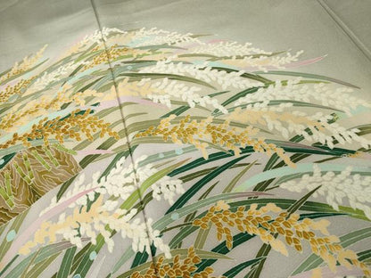 平和屋着物●本加賀友禅作家　池田裕　色留袖　稲穂　雀　正絹　逸品　AABI4503ck