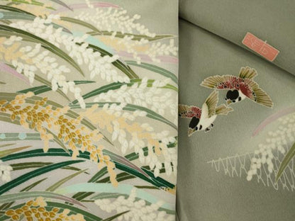 平和屋着物●本加賀友禅作家　池田裕　色留袖　稲穂　雀　正絹　逸品　AABI4503ck