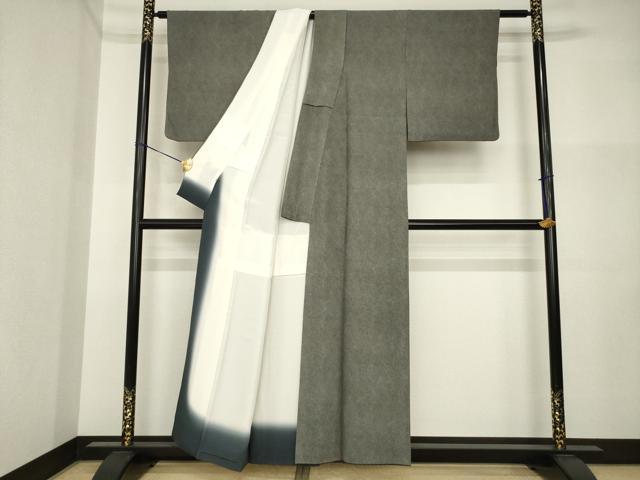 平和屋着物●東京染伝統工芸士　金田昇　江戸小紋　極小鮫小紋柄　黒地　正絹　逸品　AABI4505ck