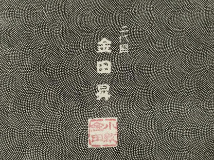平和屋着物●東京染伝統工芸士　金田昇　江戸小紋　極小鮫小紋柄　黒地　正絹　逸品　AABI4505ck