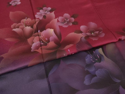 平和屋着物●豪華振袖　舞花文　正絹　逸品　AABI4506ck