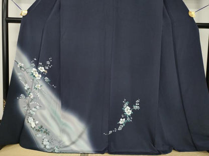 平和屋着物●訪問着　螺鈿　枝花文　暈し染め　ロング丈　正絹　逸品　AABI4508ck