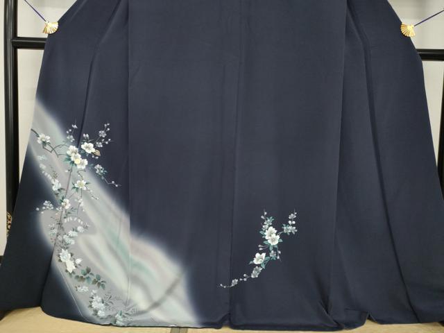 平和屋着物●訪問着　螺鈿　枝花文　暈し染め　ロング丈　正絹　逸品　AABI4508ck