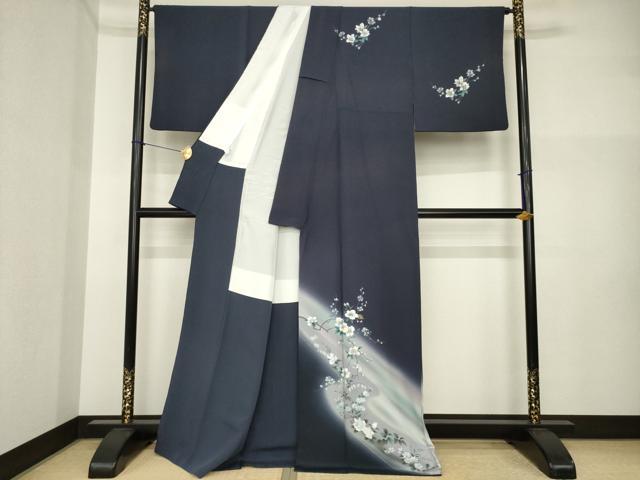 平和屋着物●訪問着　螺鈿　枝花文　暈し染め　ロング丈　正絹　逸品　AABI4508ck
