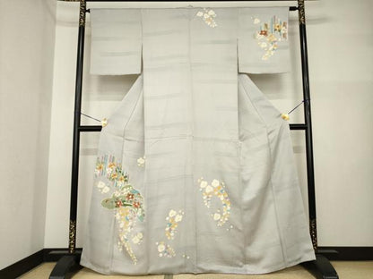 平和屋着物●訪問着　辻が花　刺繍　舞花文　正絹　逸品　AABI4509ck