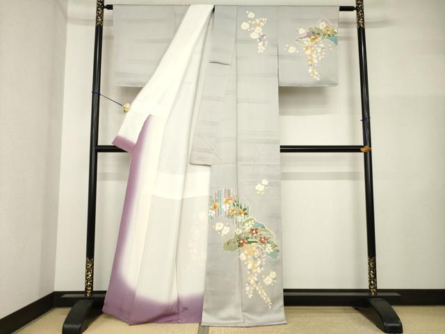 平和屋着物●訪問着　辻が花　刺繍　舞花文　正絹　逸品　AABI4509ck