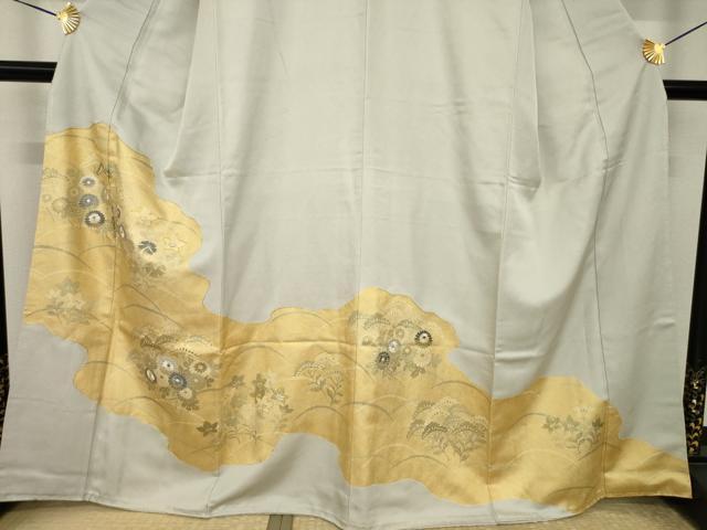 平和屋着物●豪華色留袖　友禅　駒刺繍　道長花文　金彩　摺り剥がし　正絹　逸品　AABI4511ck